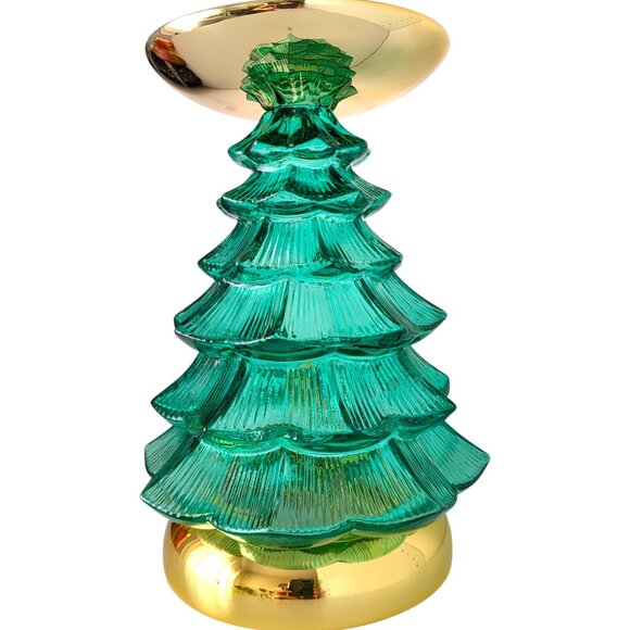 Bath and Body Works Light Up Illuminated Christmas Tree 3 Wick Candle Holder - Picture 2 of 5